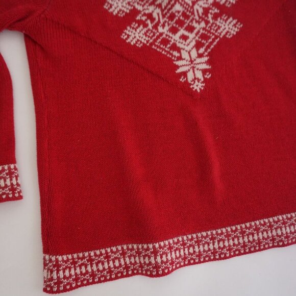 Vintage Parkhurst Weekend Red Cream Quarter Zip Winter Snowflake Knit Sweater S - Picture 7 of 10